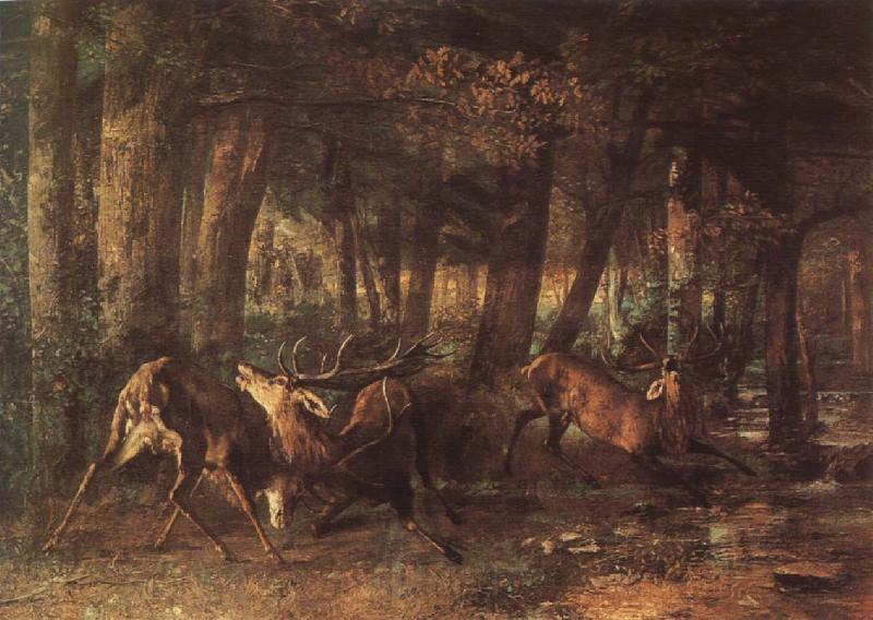 Gustave Courbet The War between deer France oil painting art